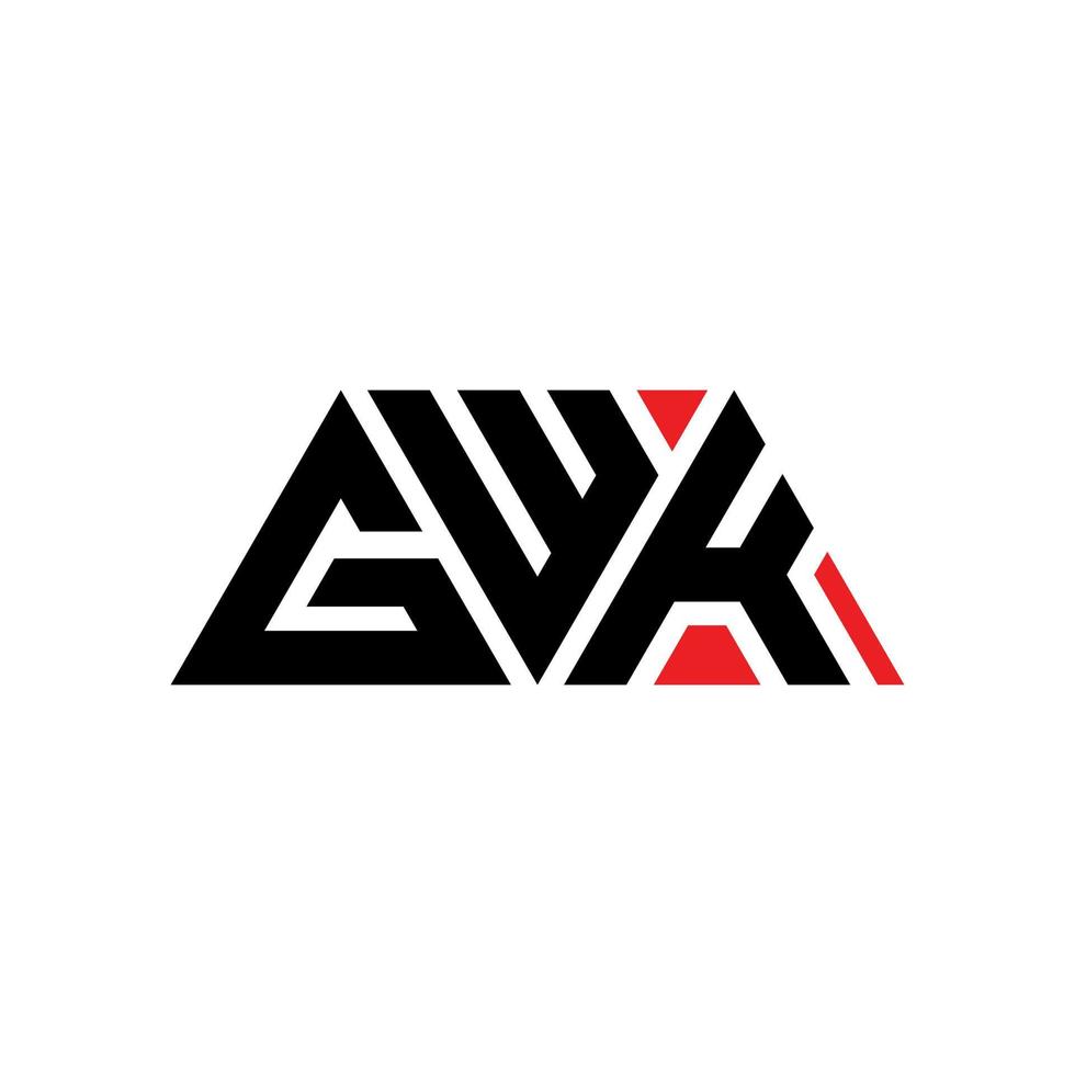 diseño de logotipo de letra triangular gwk con forma de triángulo. monograma de diseño de logotipo de triángulo gwk. plantilla de logotipo de vector de triángulo gwk con color rojo. logo triangular gwk logo simple, elegante y lujoso. gwk