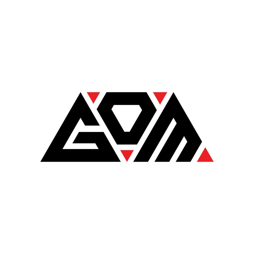 GOM triangle letter logo design with triangle shape. GOM triangle logo design monogram. GOM triangle vector logo template with red color. GOM triangular logo Simple, Elegant, and Luxurious Logo. GOM