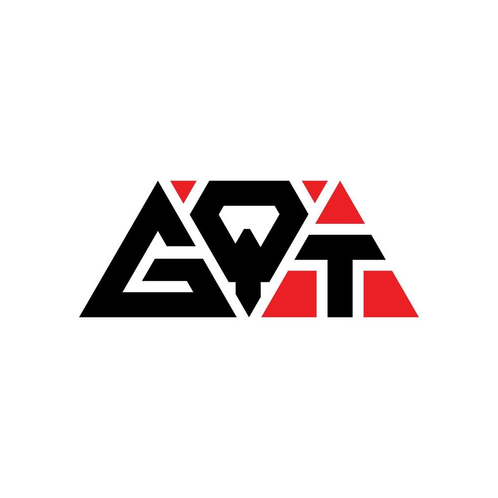 GQT triangle letter logo design with triangle shape. GQT triangle logo design monogram. GQT triangle vector logo template with red color. GQT triangular logo Simple, Elegant, and Luxurious Logo. GQT