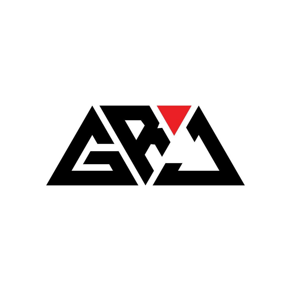 GRJ triangle letter logo design with triangle shape. GRJ triangle logo design monogram. GRJ triangle vector logo template with red color. GRJ triangular logo Simple, Elegant, and Luxurious Logo. GRJ