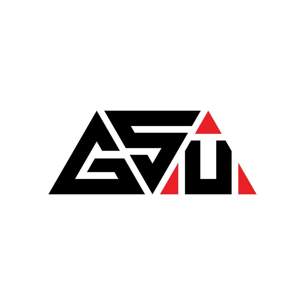 GSU triangle letter logo design with triangle shape. GSU triangle logo design monogram. GSU triangle vector logo template with red color. GSU triangular logo Simple, Elegant, and Luxurious Logo. GSU