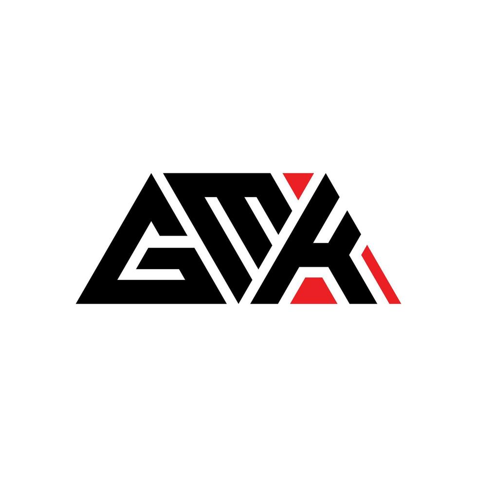 Diseño de logotipo de letra triangular gmk con forma de triángulo. monograma de diseño de logotipo de triángulo gmk. plantilla de logotipo de vector de triángulo gmk con color rojo. logo triangular gmk logo simple, elegante y lujoso. gmk