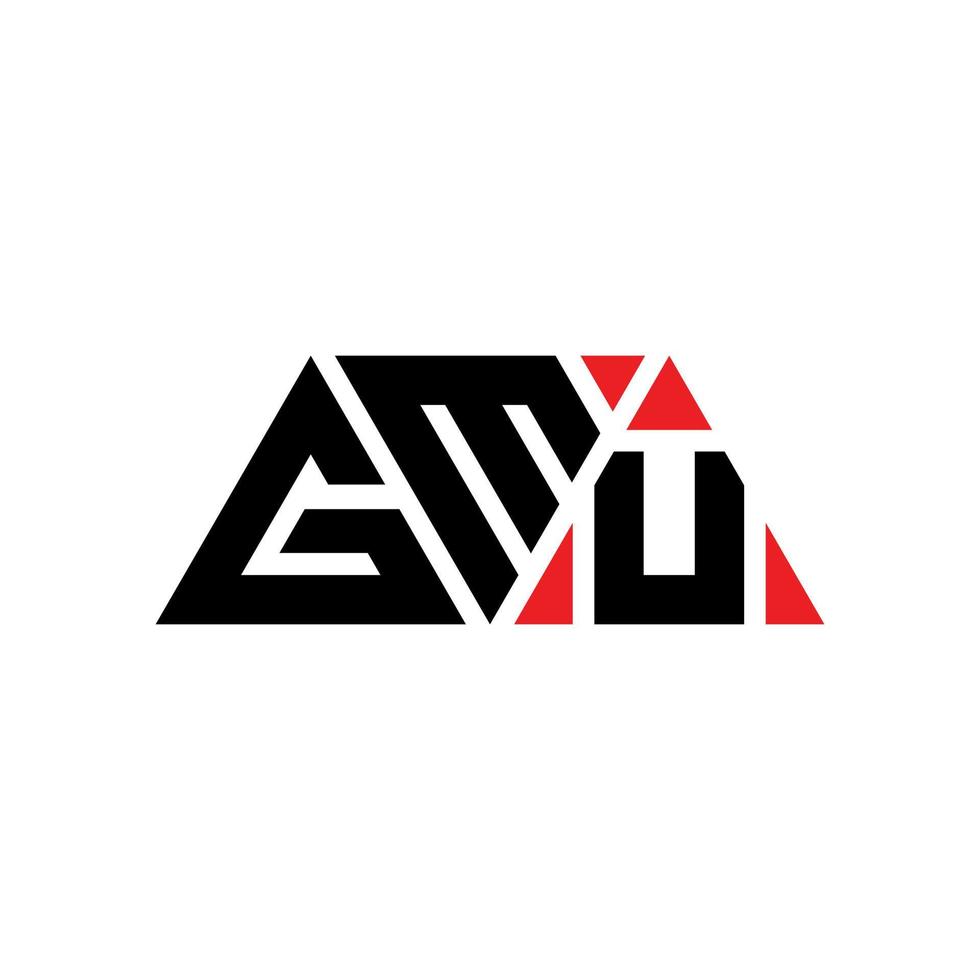 GMU triangle letter logo design with triangle shape. GMU triangle logo design monogram. GMU triangle vector logo template with red color. GMU triangular logo Simple, Elegant, and Luxurious Logo. GMU