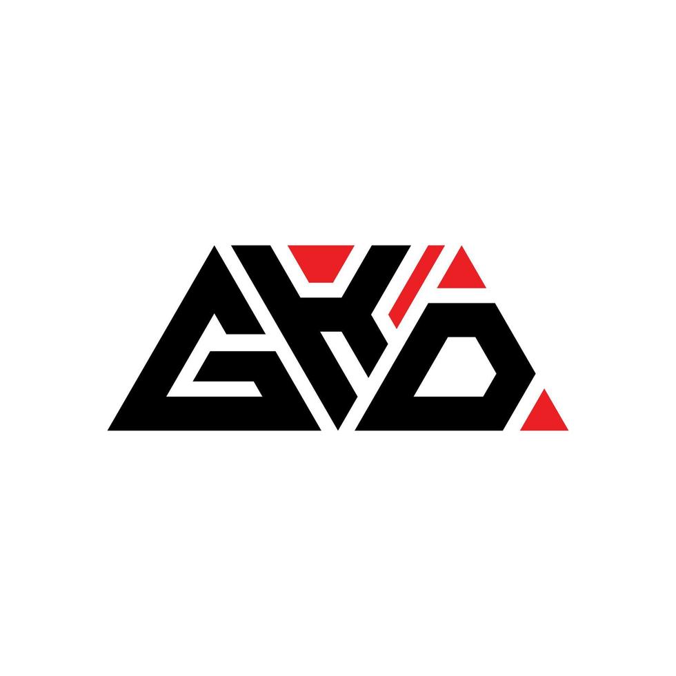GKD triangle letter logo design with triangle shape. GKD triangle logo design monogram. GKD triangle vector logo template with red color. GKD triangular logo Simple, Elegant, and Luxurious Logo. GKD