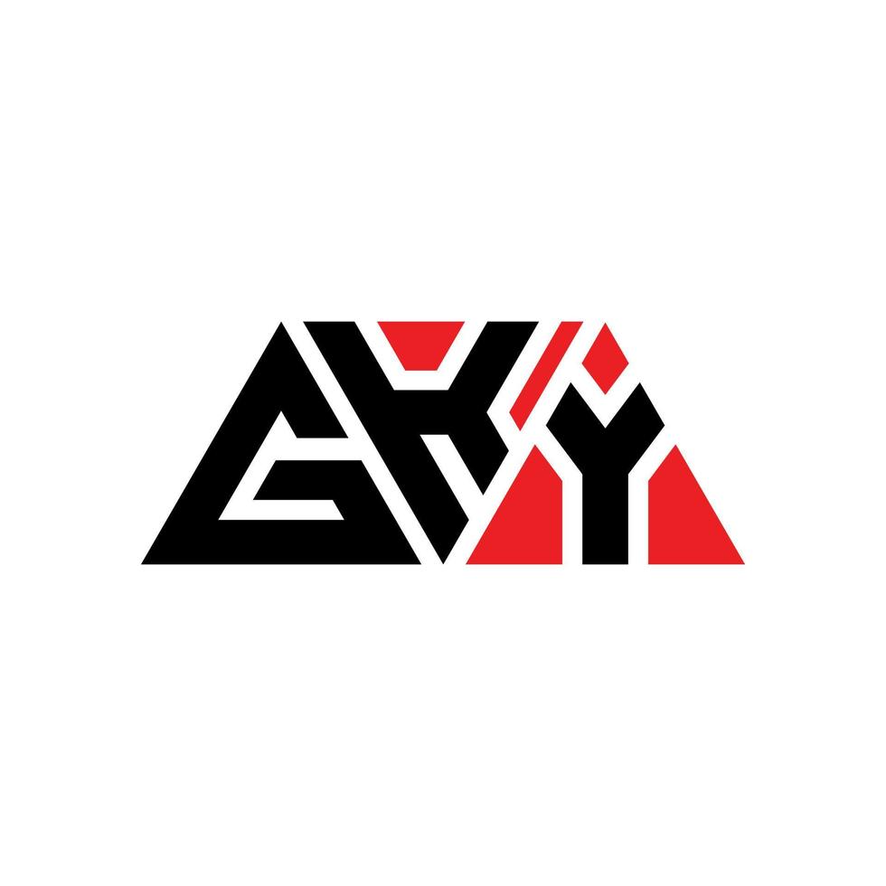 diseño de logotipo de letra triangular gky con forma de triángulo. monograma de diseño de logotipo de triángulo gky. plantilla de logotipo de vector de triángulo gky con color rojo. logotipo triangular gky logotipo simple, elegante y lujoso. gky