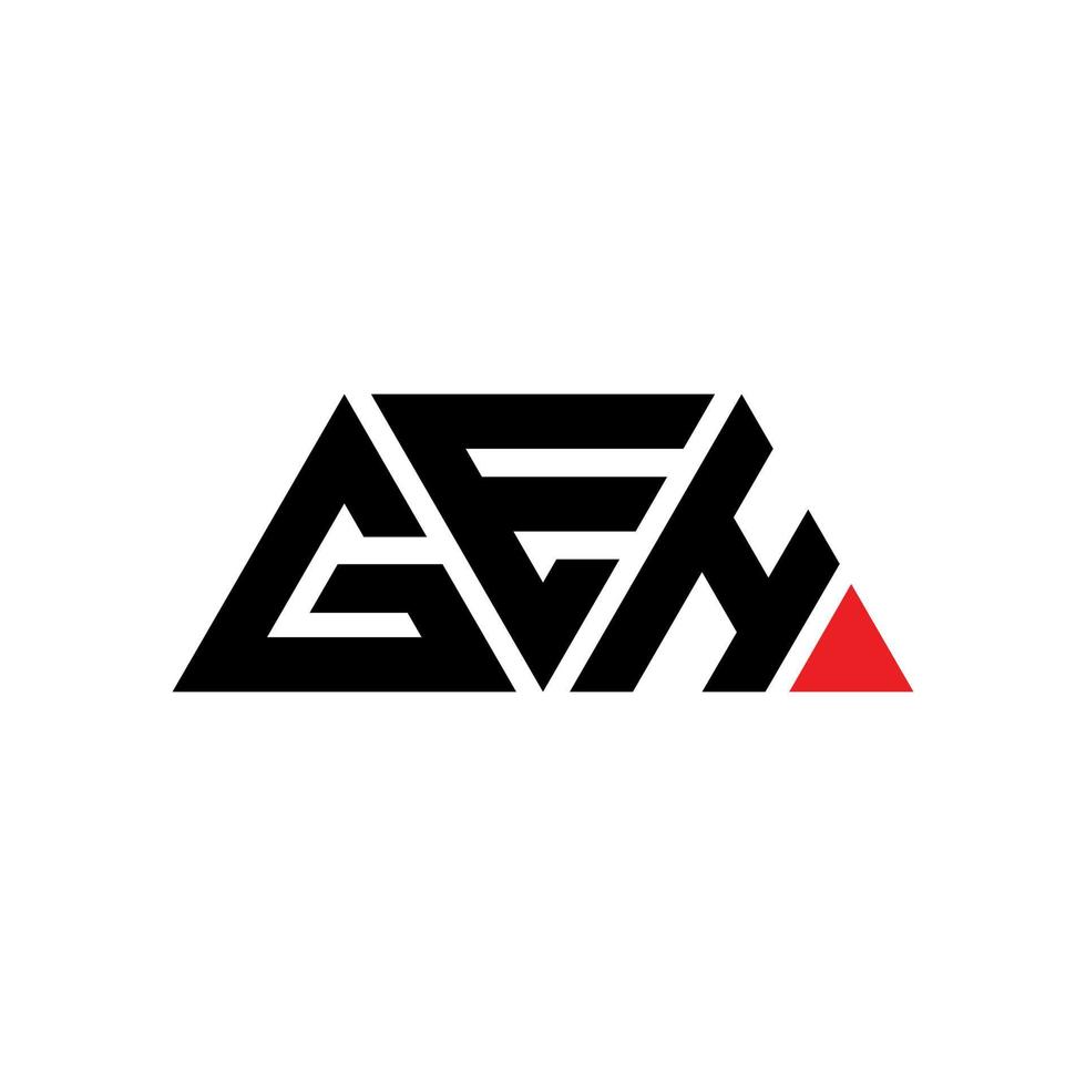 GEH triangle letter logo design with triangle shape. GEH triangle logo design monogram. GEH triangle vector logo template with red color. GEH triangular logo Simple, Elegant, and Luxurious Logo. GEH