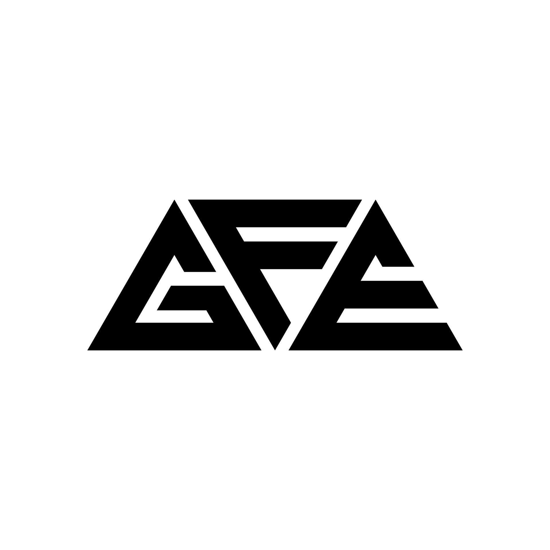 GFE triangle letter logo design with triangle shape. GFE triangle logo