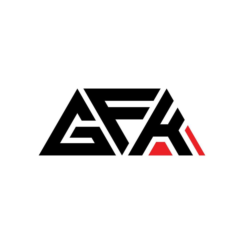 GFK triangle letter logo design with triangle shape. GFK triangle logo design monogram. GFK triangle vector logo template with red color. GFK triangular logo Simple, Elegant, and Luxurious Logo. GFK