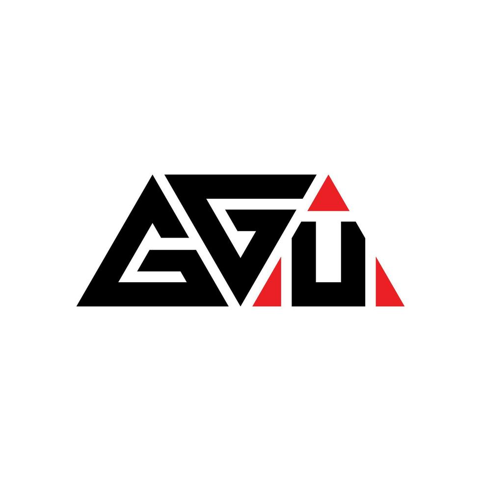 GGU triangle letter logo design with triangle shape. GGU triangle logo design monogram. GGU triangle vector logo template with red color. GGU triangular logo Simple, Elegant, and Luxurious Logo. GGU