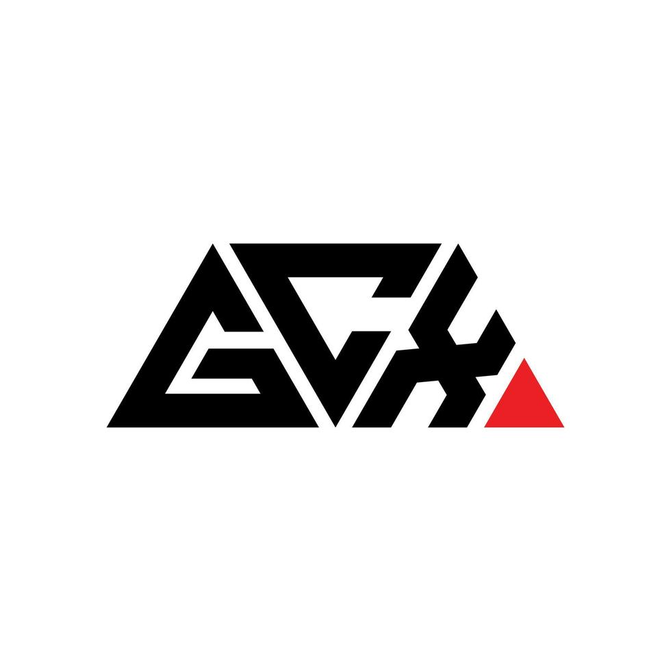 GCX triangle letter logo design with triangle shape. GCX triangle logo design monogram. GCX triangle vector logo template with red color. GCX triangular logo Simple, Elegant, and Luxurious Logo. GCX