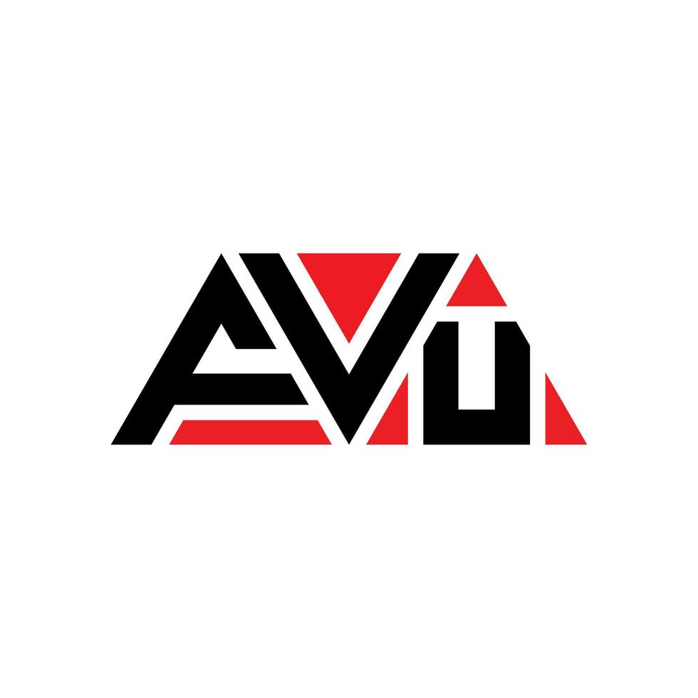 FVU triangle letter logo design with triangle shape. FVU triangle logo design monogram. FVU triangle vector logo template with red color. FVU triangular logo Simple, Elegant, and Luxurious Logo. FVU