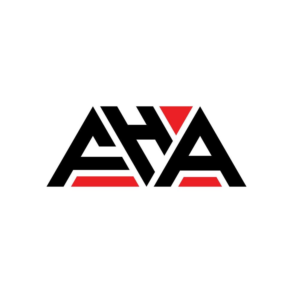 FHA triangle letter logo design with triangle shape. FHA triangle logo design monogram. FHA triangle vector logo template with red color. FHA triangular logo Simple, Elegant, and Luxurious Logo. FHA