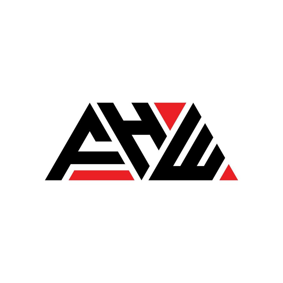 FHW triangle letter logo design with triangle shape. FHW triangle logo design monogram. FHW triangle vector logo template with red color. FHW triangular logo Simple, Elegant, and Luxurious Logo. FHW