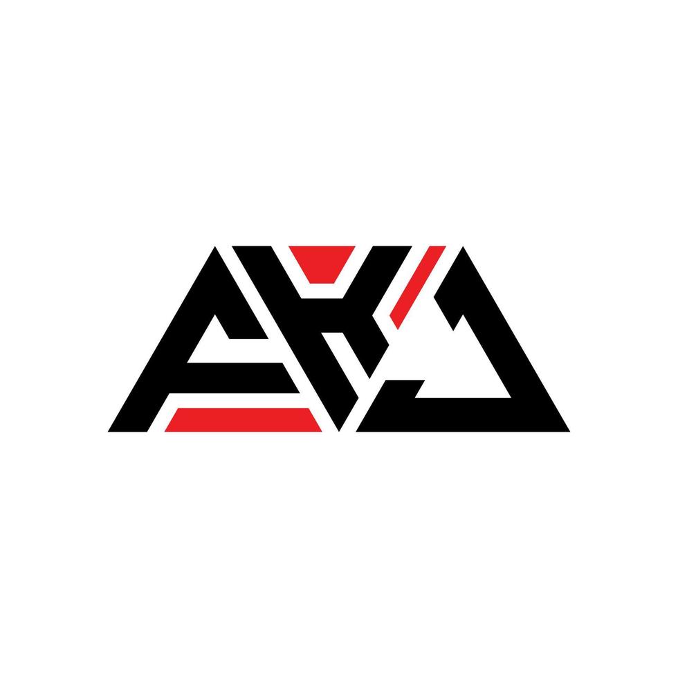 FKJ triangle letter logo design with triangle shape. FKJ triangle logo design monogram. FKJ triangle vector logo template with red color. FKJ triangular logo Simple, Elegant, and Luxurious Logo. FKJ