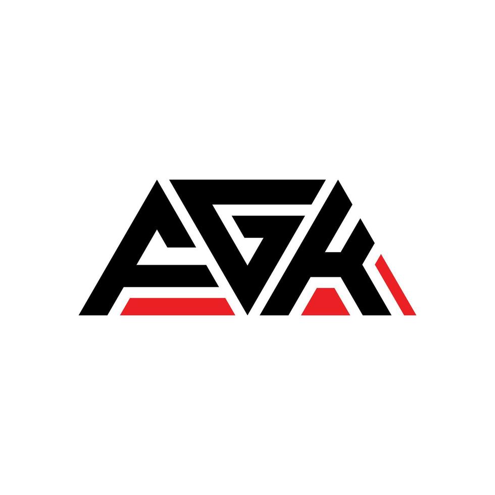 FGK triangle letter logo design with triangle shape. FGK triangle logo design monogram. FGK triangle vector logo template with red color. FGK triangular logo Simple, Elegant, and Luxurious Logo. FGK