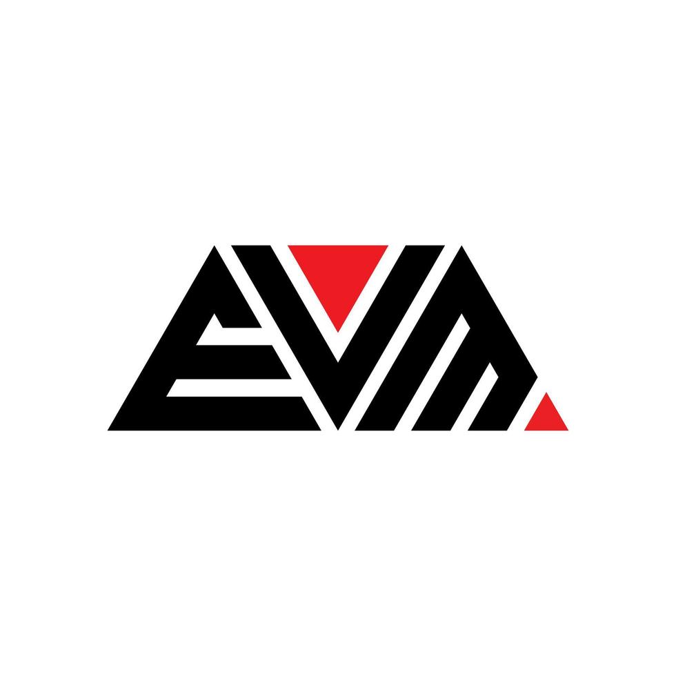 EVM triangle letter logo design with triangle shape. EVM triangle logo design monogram. EVM triangle vector logo template with red color. EVM triangular logo Simple, Elegant, and Luxurious Logo. EVM