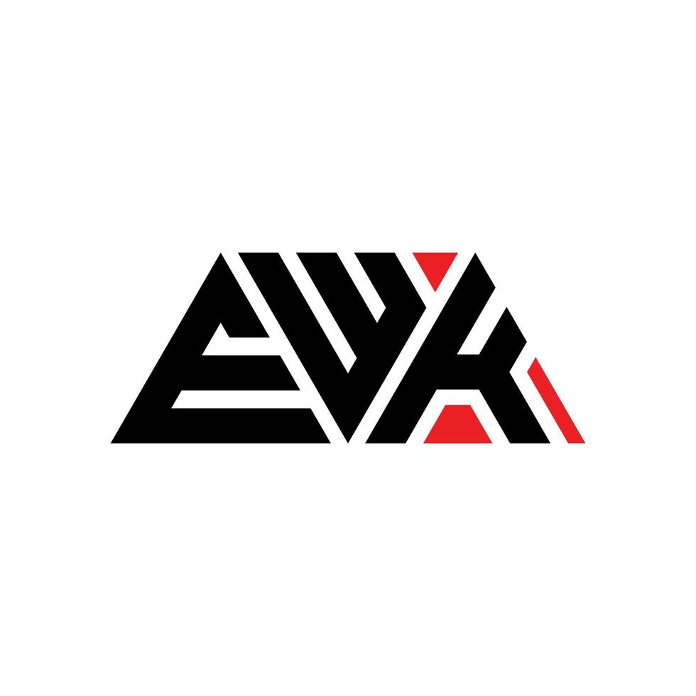 EWK triangle letter logo design with triangle shape. EWK triangle logo design monogram. EWK triangle vector logo template with red color. EWK triangular logo Simple, Elegant, and Luxurious Logo. EWK