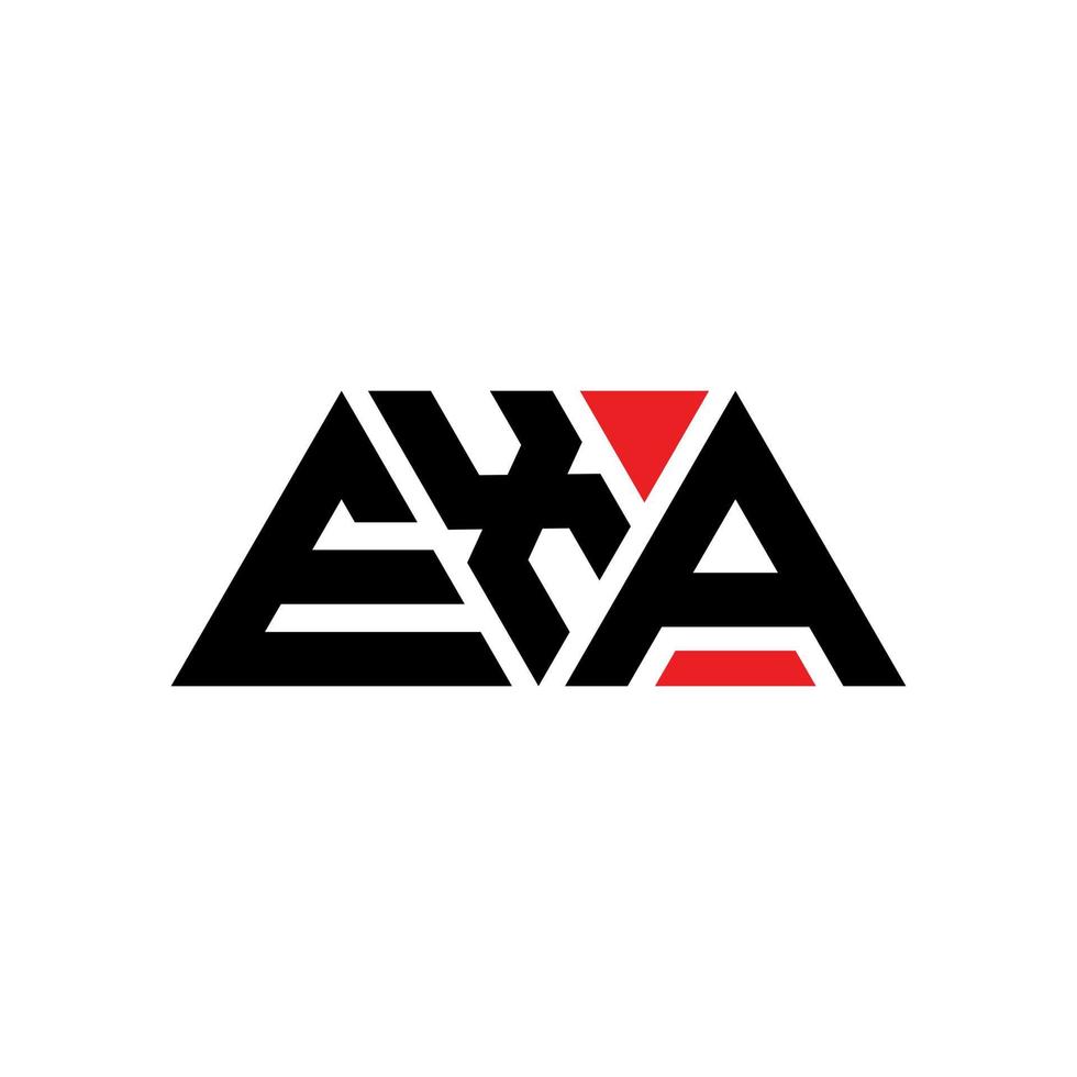 EXA triangle letter logo design with triangle shape. EXA triangle logo design monogram. EXA triangle vector logo template with red color. EXA triangular logo Simple, Elegant, and Luxurious Logo. EXA