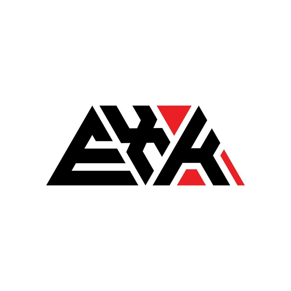 exk diseño de logotipo de letra triangular con forma de triángulo. monograma de diseño del logotipo del triángulo exk. plantilla de logotipo de vector de triángulo exk con color rojo. logotipo triangular exk logotipo simple, elegante y lujoso. Exk