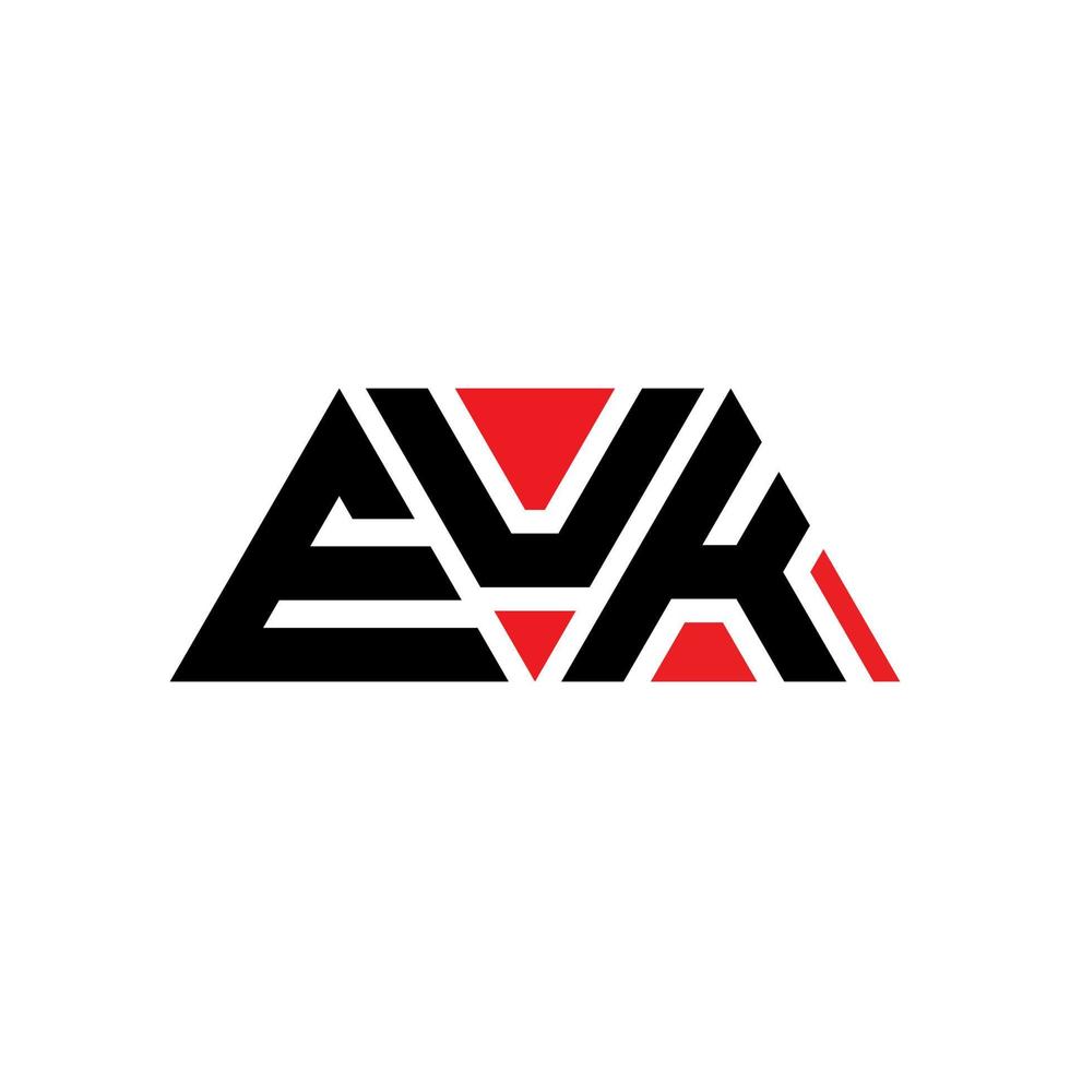 diseño de logotipo de letra de triángulo euk con forma de triángulo. monograma de diseño del logotipo del triángulo euk. plantilla de logotipo de vector de triángulo euk con color rojo. logotipo triangular euk logotipo simple, elegante y lujoso. euk
