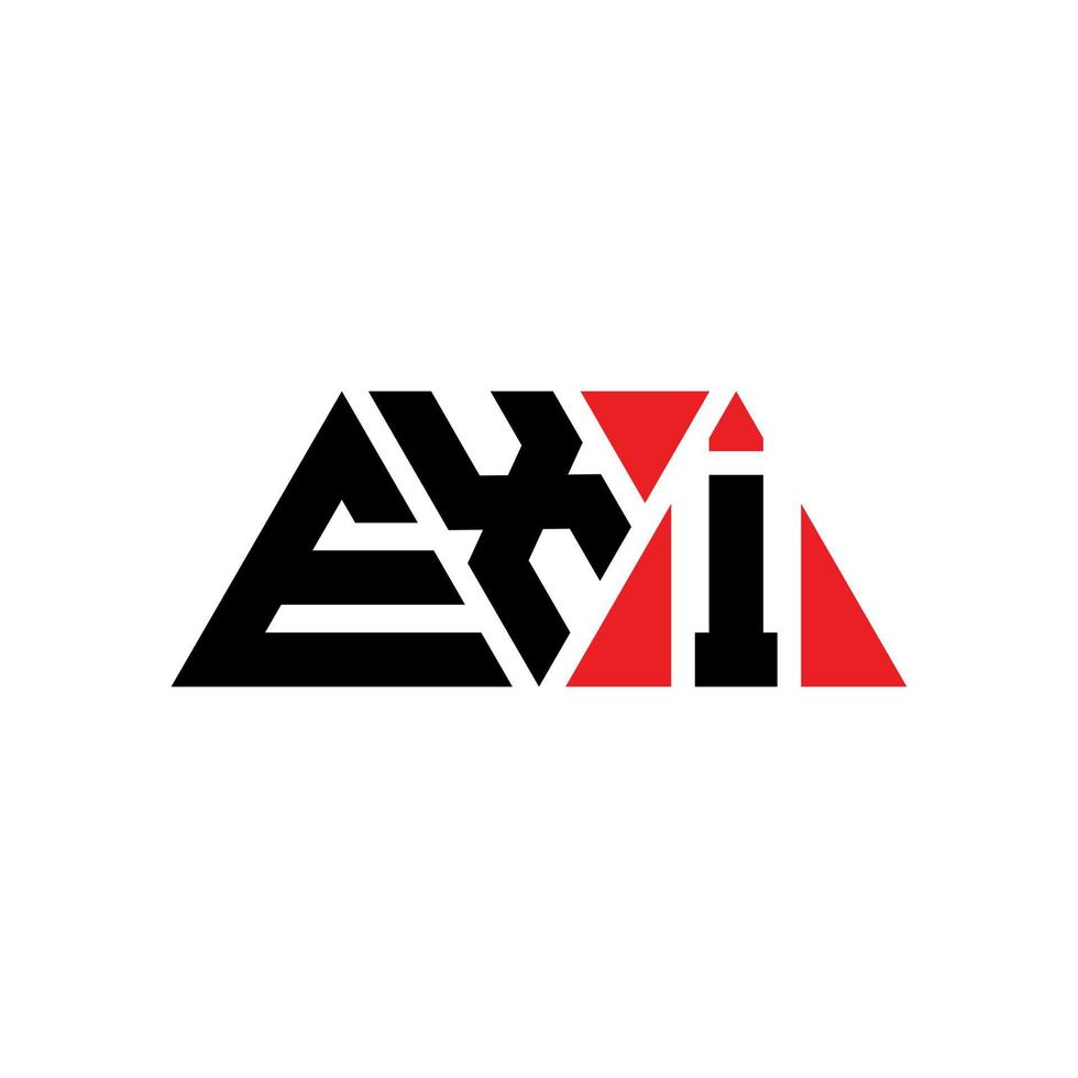 EXI triangle letter logo design with triangle shape. EXI triangle logo design monogram. EXI triangle vector logo template with red color. EXI triangular logo Simple, Elegant, and Luxurious Logo. EXI