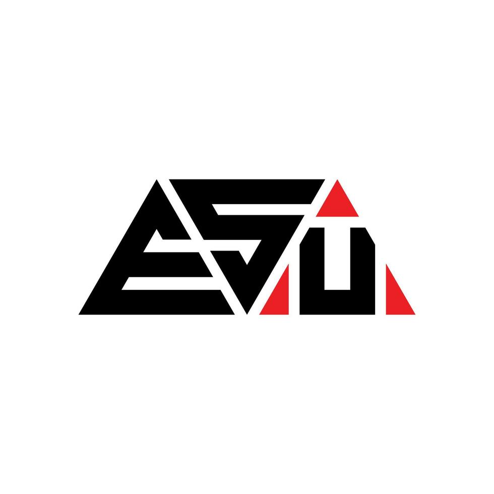 diseño de logotipo de letra triangular esu con forma de triángulo. monograma de diseño de logotipo de triángulo esu. plantilla de logotipo de vector de triángulo esu con color rojo. logotipo triangular esu logotipo simple, elegante y lujoso. esu