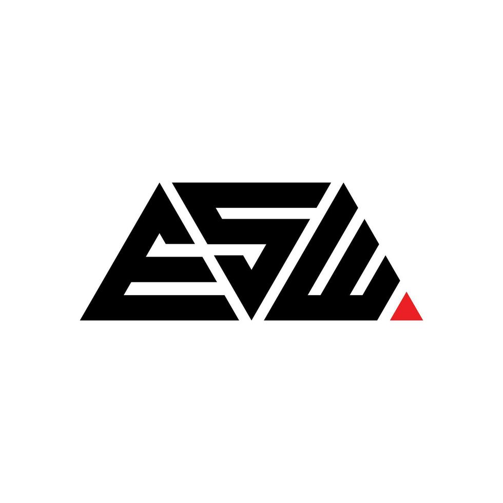 ESW triangle letter logo design with triangle shape. ESW triangle logo design monogram. ESW triangle vector logo template with red color. ESW triangular logo Simple, Elegant, and Luxurious Logo. ESW