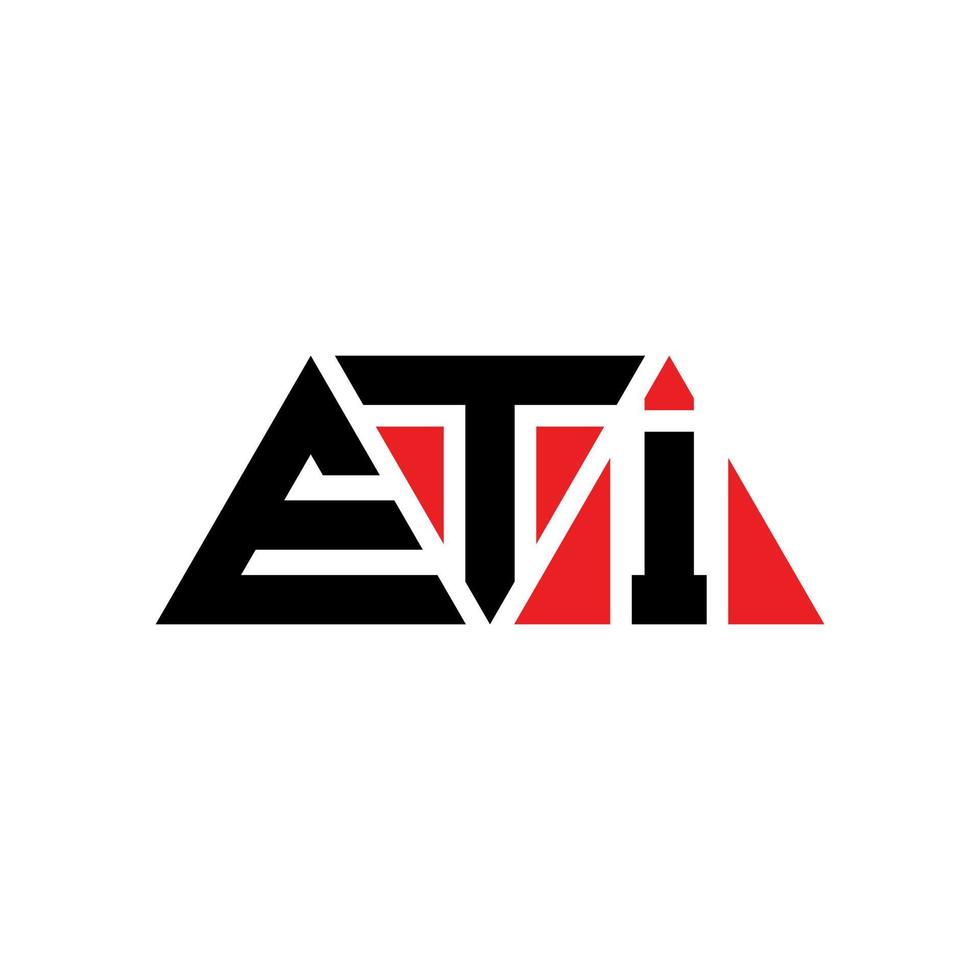 ETI triangle letter logo design with triangle shape. ETI triangle logo design monogram. ETI triangle vector logo template with red color. ETI triangular logo Simple, Elegant, and Luxurious Logo. ETI