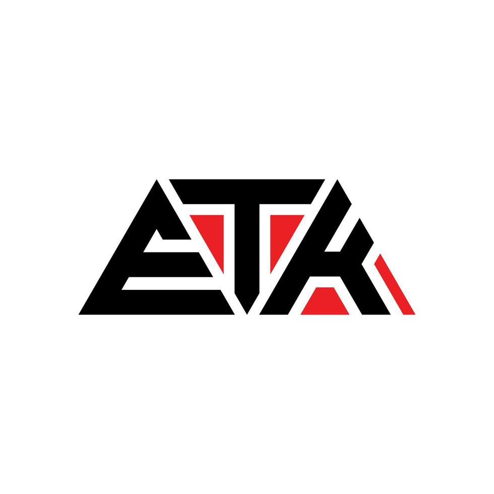 etk diseño de logotipo de letra triangular con forma de triángulo. monograma de diseño de logotipo de triángulo etk. Plantilla de logotipo de vector de triángulo etk con color rojo. logotipo triangular etk logotipo simple, elegante y lujoso. etk