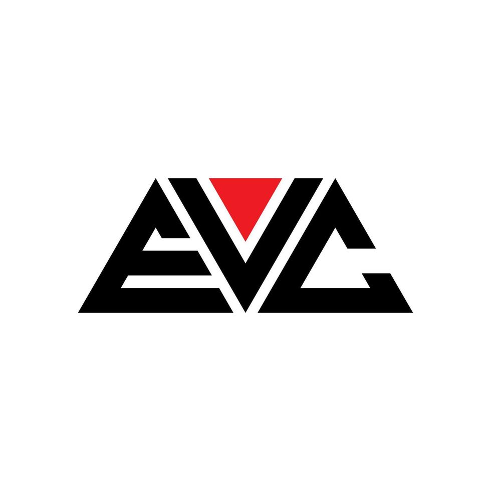 EVC triangle letter logo design with triangle shape. EVC triangle logo design monogram. EVC triangle vector logo template with red color. EVC triangular logo Simple, Elegant, and Luxurious Logo. EVC