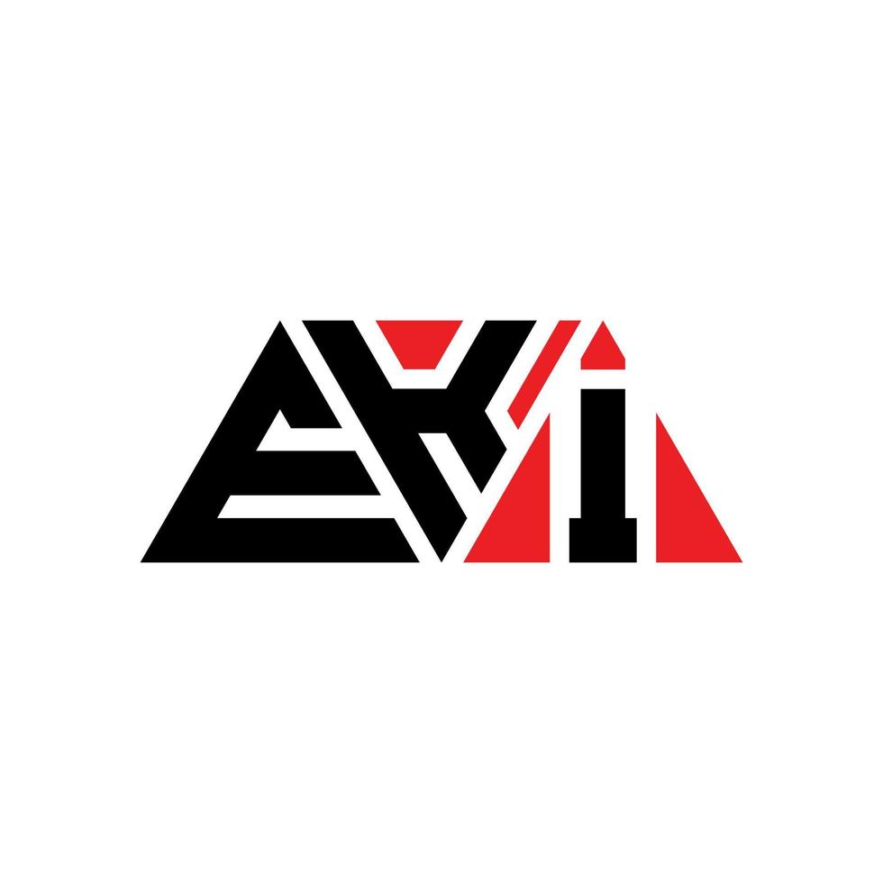 EKI triangle letter logo design with triangle shape. EKI triangle logo design monogram. EKI triangle vector logo template with red color. EKI triangular logo Simple, Elegant, and Luxurious Logo. EKI