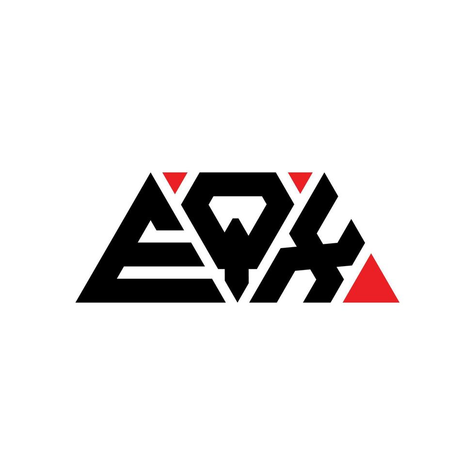 EQX triangle letter logo design with triangle shape. EQX triangle logo design monogram. EQX triangle vector logo template with red color. EQX triangular logo Simple, Elegant, and Luxurious Logo. EQX