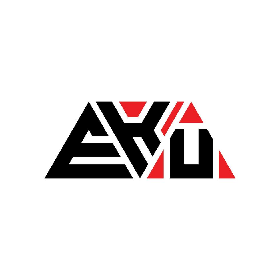 Diseño de logotipo de letra triangular eku con forma de triángulo. monograma de diseño del logotipo del triángulo eku. plantilla de logotipo de vector de triángulo eku con color rojo. logotipo triangular eku logotipo simple, elegante y lujoso. eku