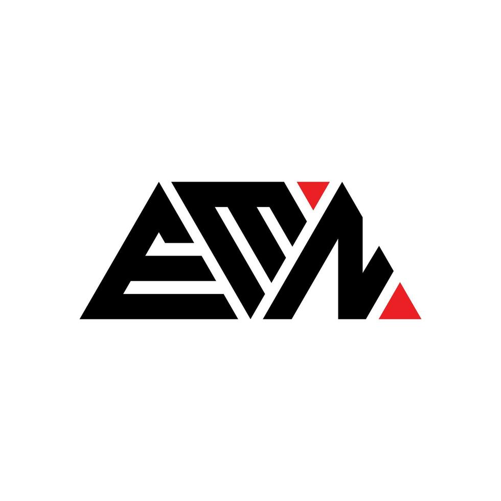 EMN triangle letter logo design with triangle shape. EMN triangle logo design monogram. EMN triangle vector logo template with red color. EMN triangular logo Simple, Elegant, and Luxurious Logo. EMN