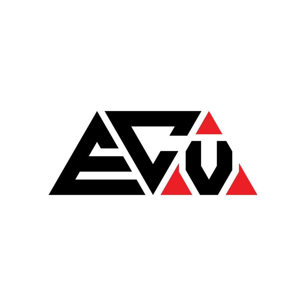 diseño de logotipo de letra de triángulo ecv con forma de triángulo. monograma de diseño del logotipo del triángulo ecv. plantilla de logotipo de vector de triángulo ecv con color rojo. logotipo triangular ecv logotipo simple, elegante y lujoso. ecv