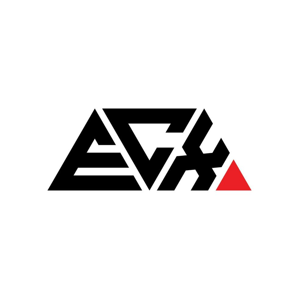 ECX triangle letter logo design with triangle shape. ECX triangle logo design monogram. ECX triangle vector logo template with red color. ECX triangular logo Simple, Elegant, and Luxurious Logo. ECX