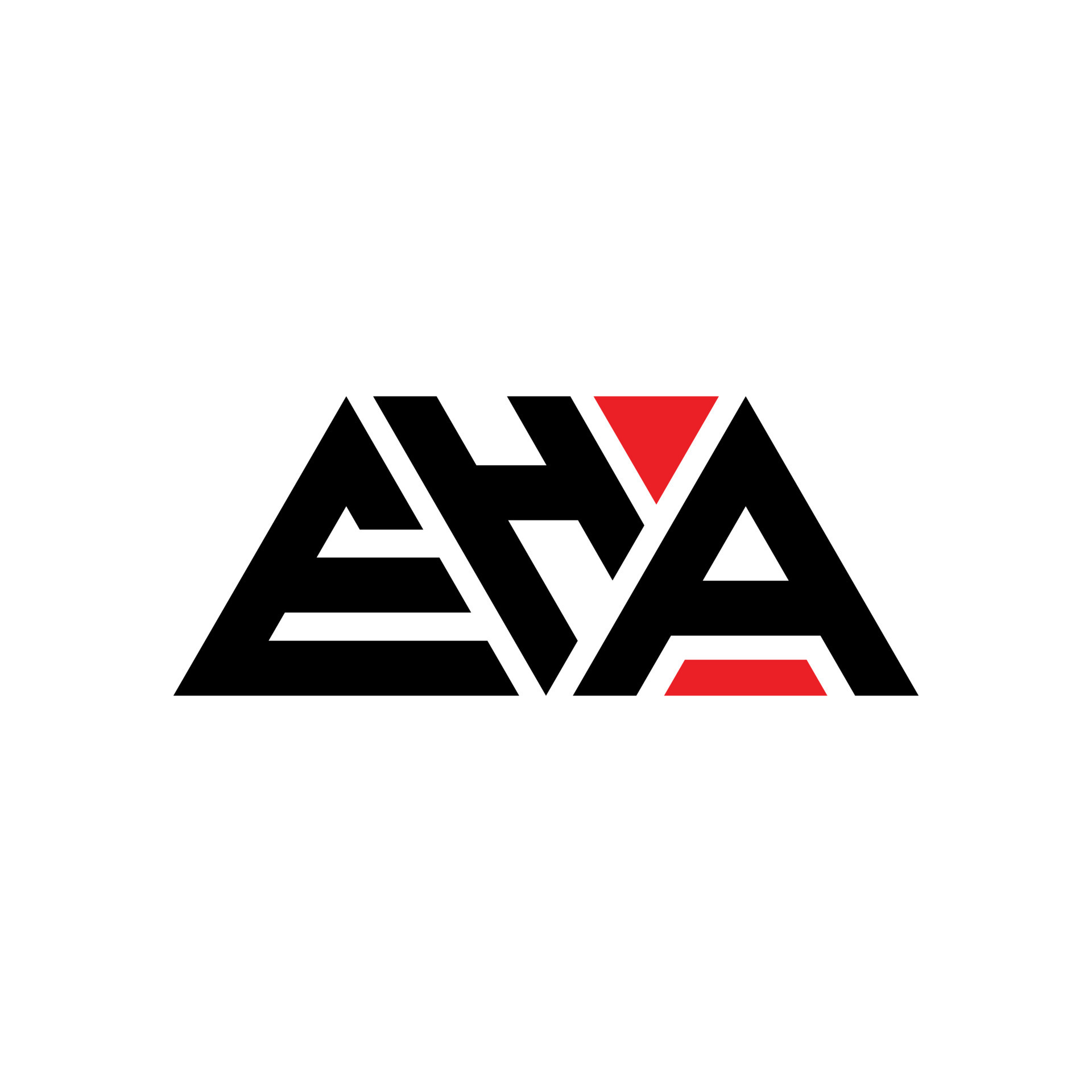 EHA triangle letter logo design with triangle shape. EHA triangle logo
