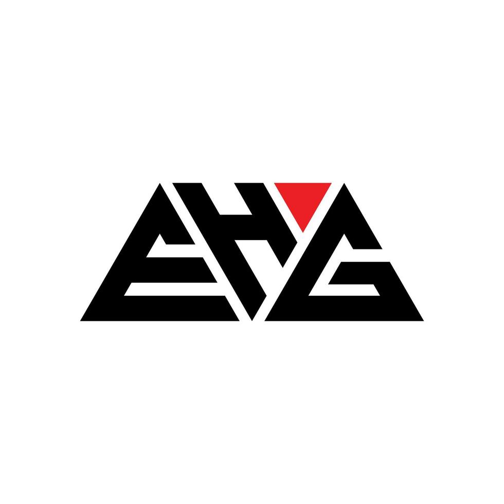 EHG triangle letter logo design with triangle shape. EHG triangle logo design monogram. EHG triangle vector logo template with red color. EHG triangular logo Simple, Elegant, and Luxurious Logo. EHG