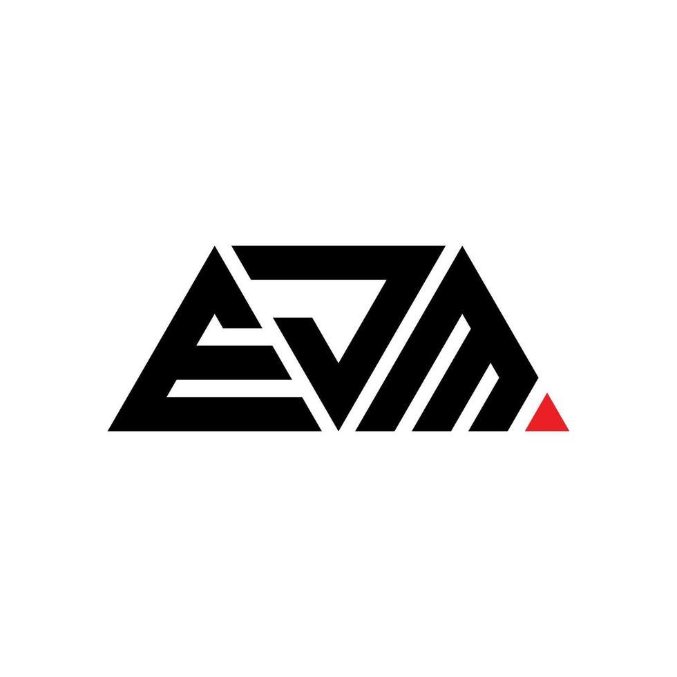 EJM triangle letter logo design with triangle shape. EJM triangle logo design monogram. EJM triangle vector logo template with red color. EJM triangular logo Simple, Elegant, and Luxurious Logo. EJM