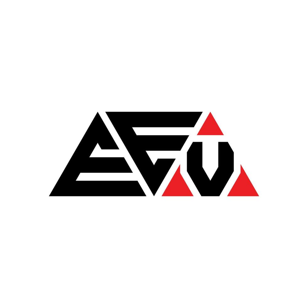 diseño de logotipo de letra triangular eev con forma de triángulo. monograma de diseño del logotipo del triángulo eev. plantilla de logotipo de vector de triángulo eev con color rojo. logotipo triangular eev logotipo simple, elegante y lujoso. eev