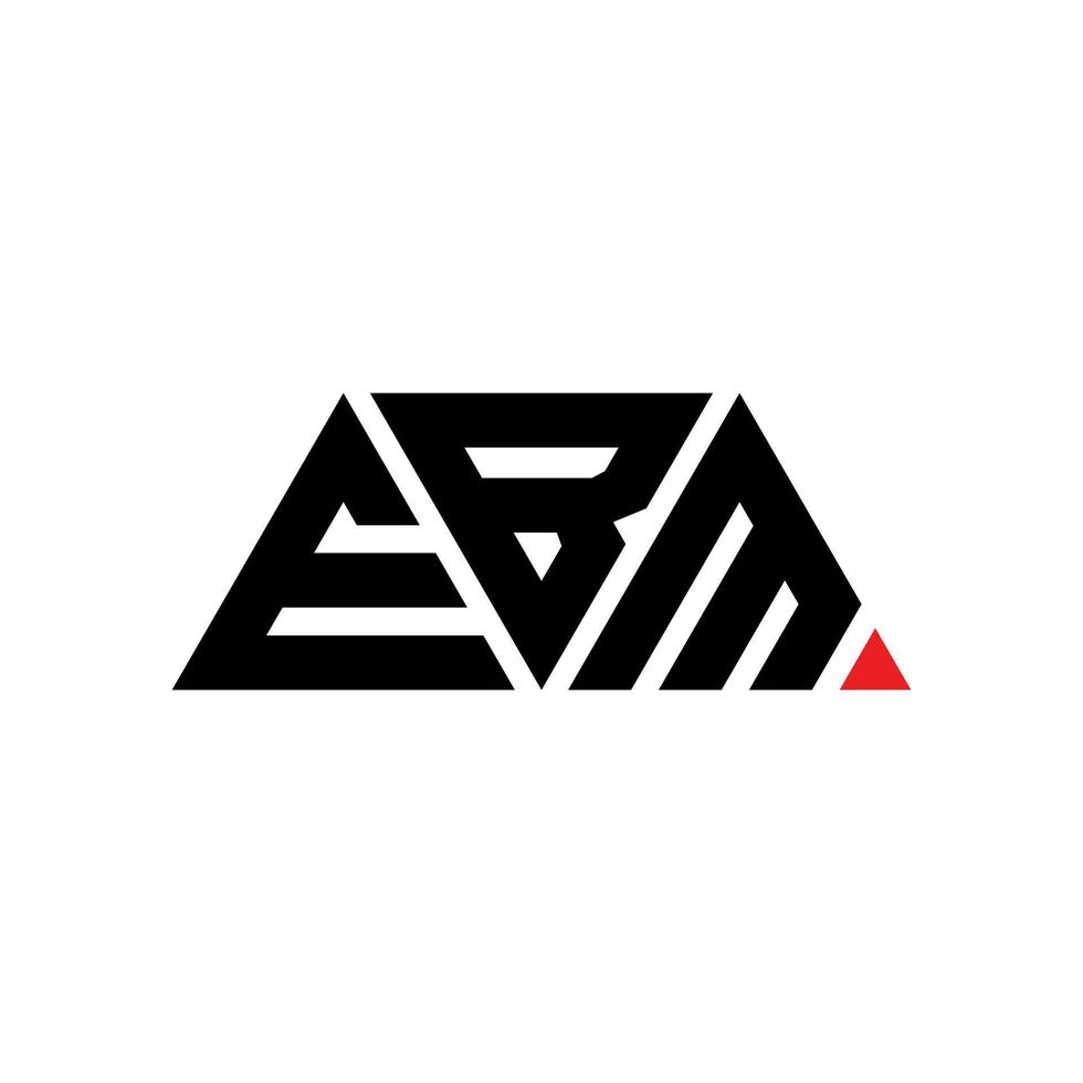 EBM triangle letter logo design with triangle shape. EBM triangle logo design monogram. EBM triangle vector logo template with red color. EBM triangular logo Simple, Elegant, and Luxurious Logo. EBM