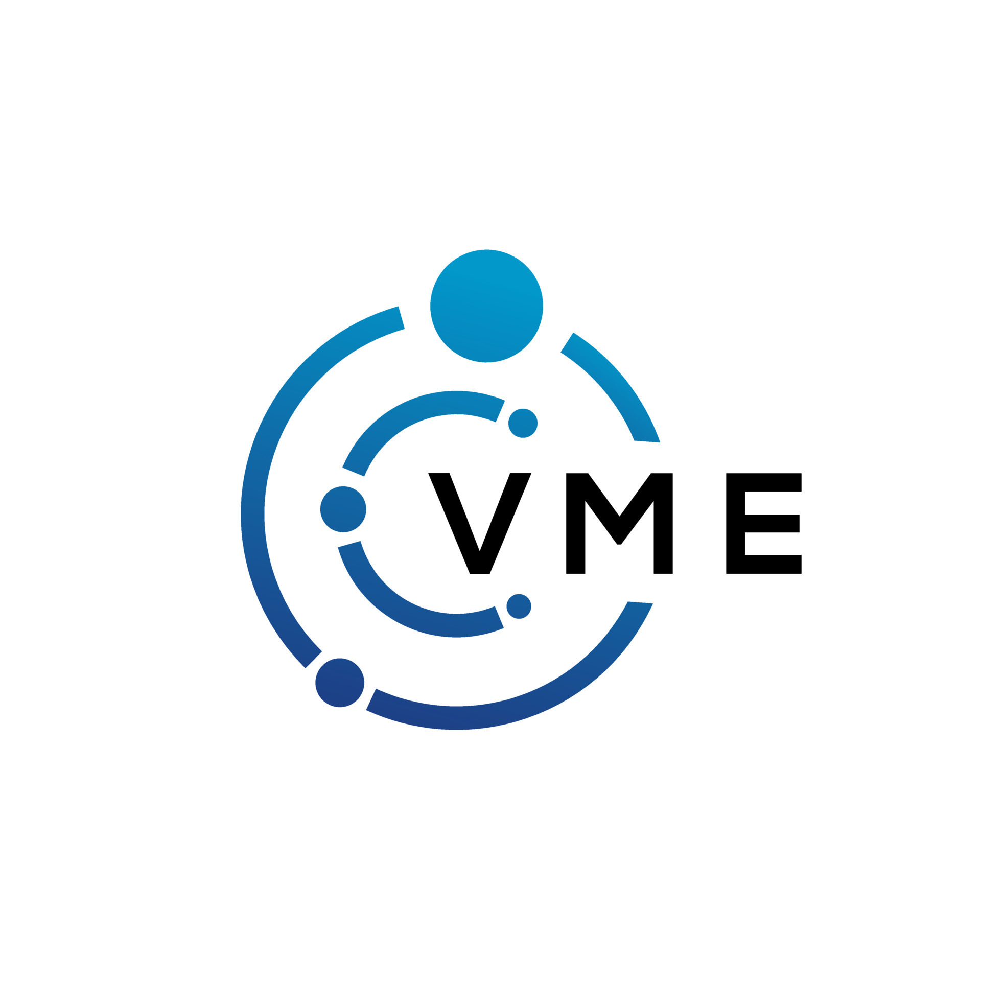 VME letter technology logo design on white background. VME creative