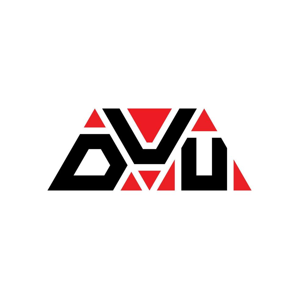 DUU triangle letter logo design with triangle shape. DUU triangle logo design monogram. DUU triangle vector logo template with red color. DUU triangular logo Simple, Elegant, and Luxurious Logo. DUU