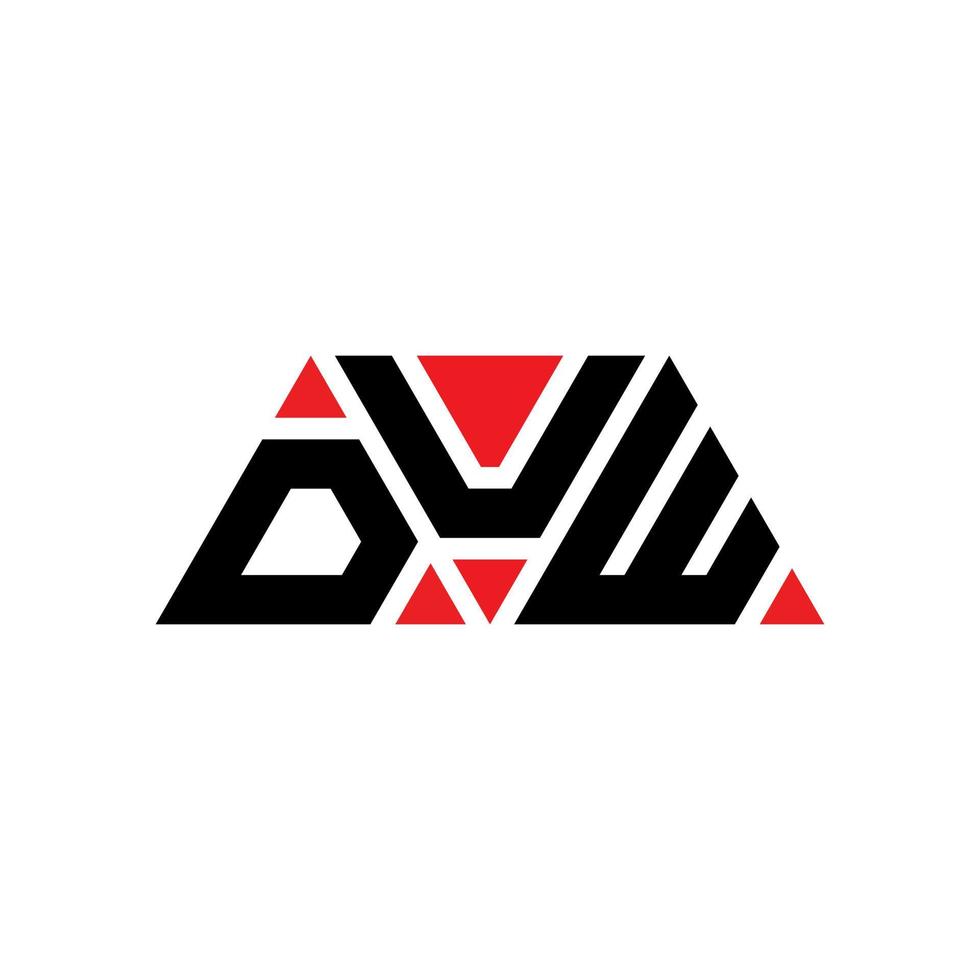DUW triangle letter logo design with triangle shape. DUW triangle logo design monogram. DUW triangle vector logo template with red color. DUW triangular logo Simple, Elegant, and Luxurious Logo. DUW