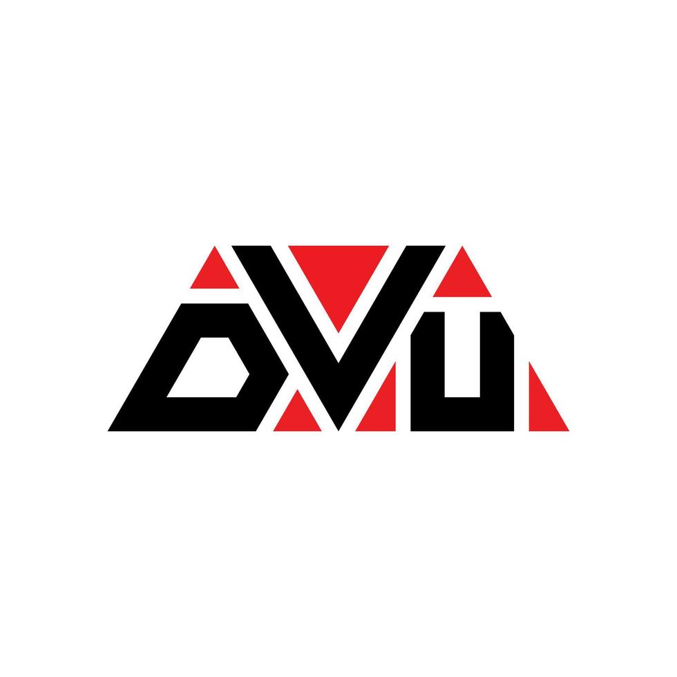 diseño de logotipo de letra triangular dvu con forma de triángulo. monograma de diseño del logotipo del triángulo dvu. plantilla de logotipo de vector de triángulo dvu con color rojo. logotipo triangular dvu logotipo simple, elegante y lujoso. dvu