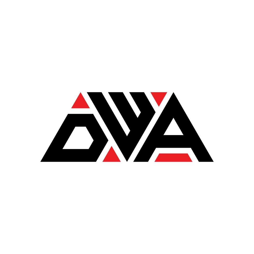 DWA triangle letter logo design with triangle shape. DWA triangle logo design monogram. DWA triangle vector logo template with red color. DWA triangular logo Simple, Elegant, and Luxurious Logo. DWA