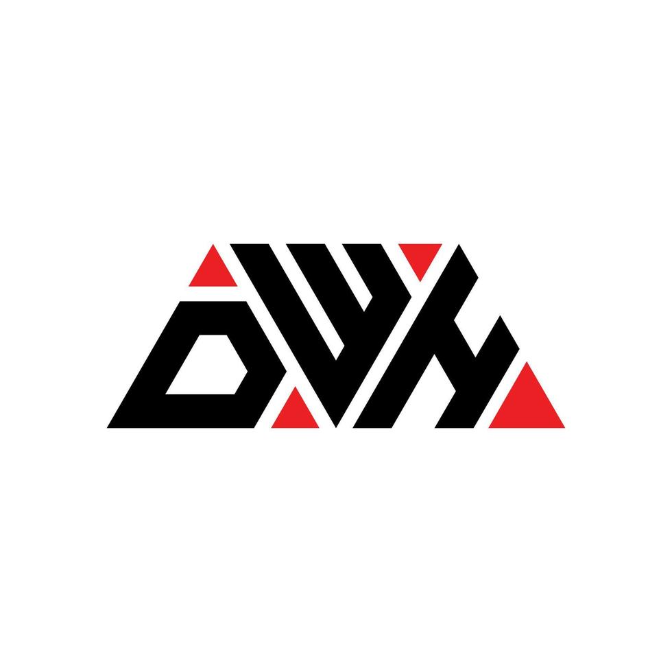 diseño de logotipo de letra triangular dwh con forma de triángulo. monograma de diseño de logotipo de triángulo dwh. plantilla de logotipo de vector de triángulo dwh con color rojo. logotipo triangular dwh logotipo simple, elegante y lujoso. dwh
