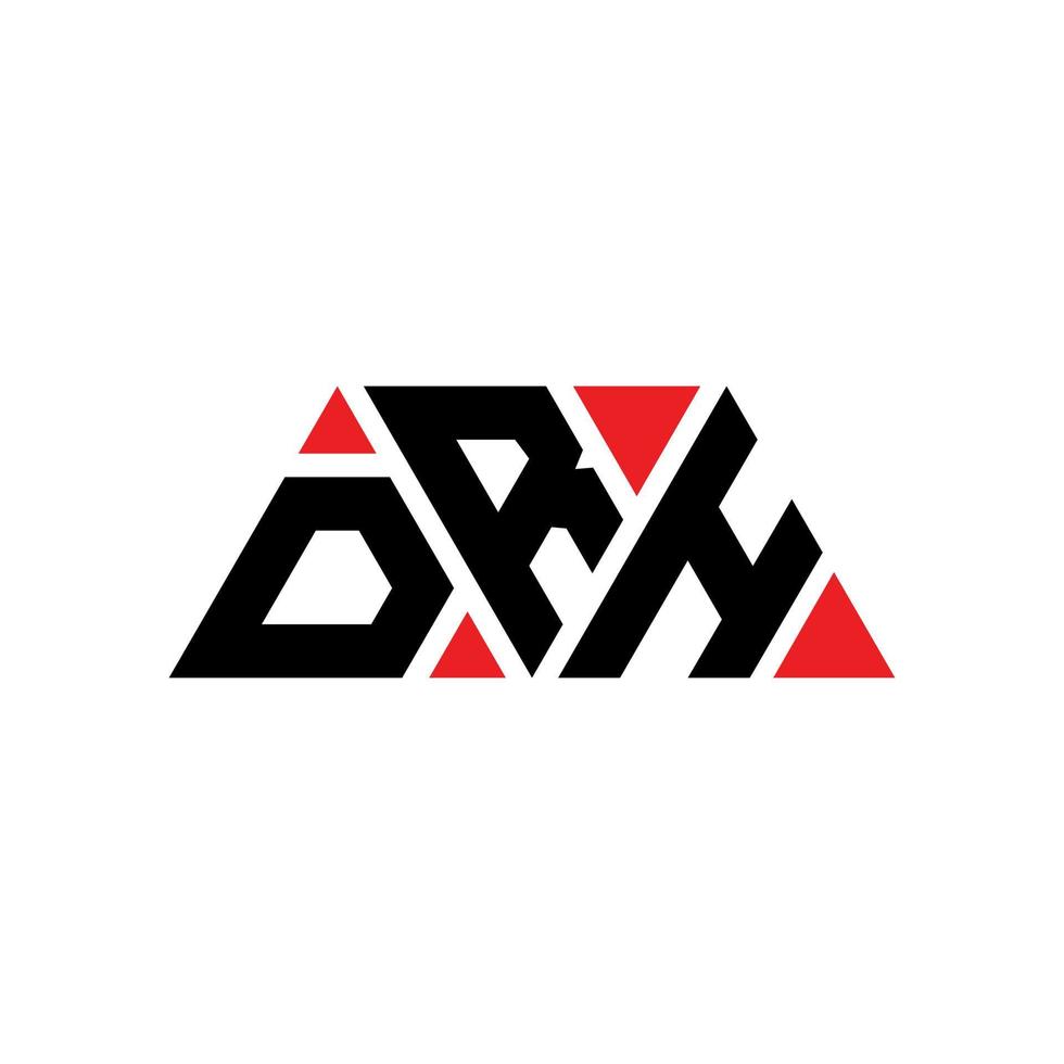 DRH triangle letter logo design with triangle shape. DRH triangle logo design monogram. DRH triangle vector logo template with red color. DRH triangular logo Simple, Elegant, and Luxurious Logo. DRH