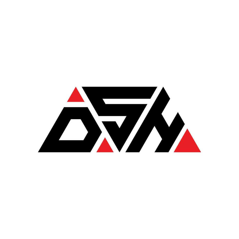 DSH triangle letter logo design with triangle shape. DSH triangle logo design monogram. DSH triangle vector logo template with red color. DSH triangular logo Simple, Elegant, and Luxurious Logo. DSH