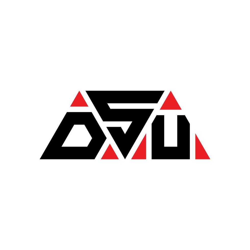 DSU triangle letter logo design with triangle shape. DSU triangle logo design monogram. DSU triangle vector logo template with red color. DSU triangular logo Simple, Elegant, and Luxurious Logo. DSU